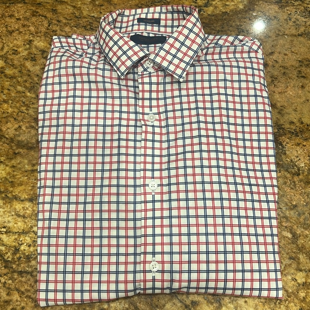 Blue and Red Checkered Dress Shirt